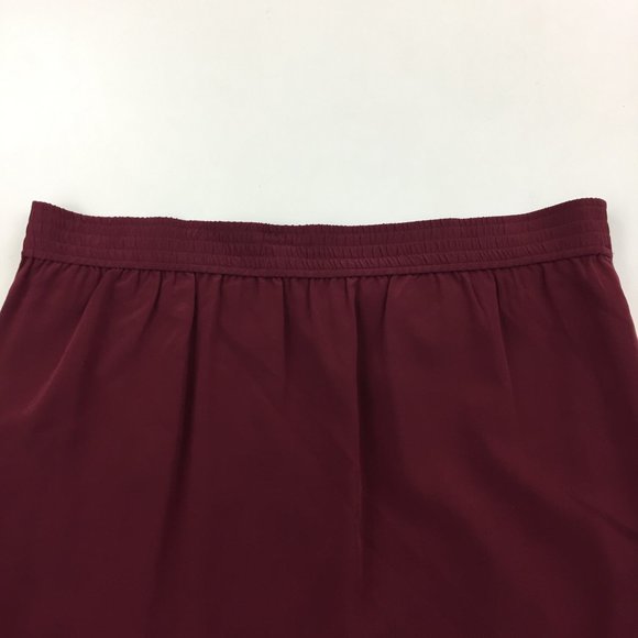 MADEWELL Berry 100% Silk High Low Hem Front Overlay Pull On Skirt - Picture 8 of 8